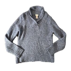 Vintage LL Bean Shawl Collar Sweater Women’s M Speckled Wool Blend